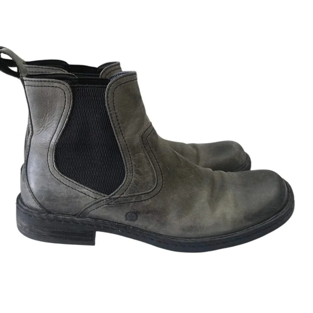 Born‎ Men's Chelsea Boots Size 11 Gray Leather Ankle Pull-On Hemlock Ankle Boot